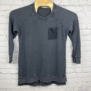 Soft Surroundings Top‎ Women Large Thermal Tunic Waffle Knit Grey Chest Pocket